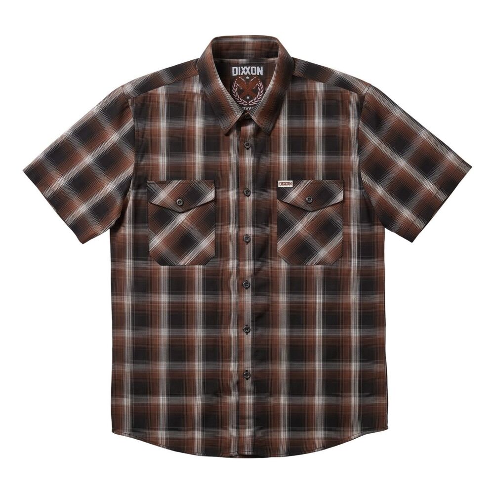Dixxon Short Sleeved Bamboo Shirt Size 2X Brown Plaid Louisville Button Front